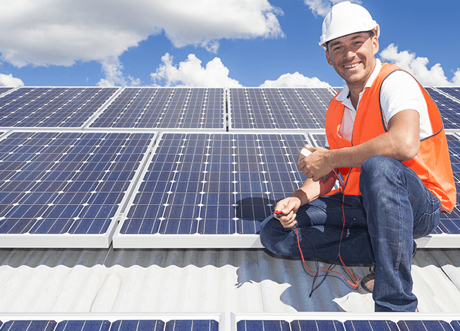 happy solar panel installer
