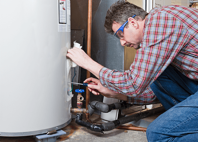 BPI certified energy auditor fixing water heater