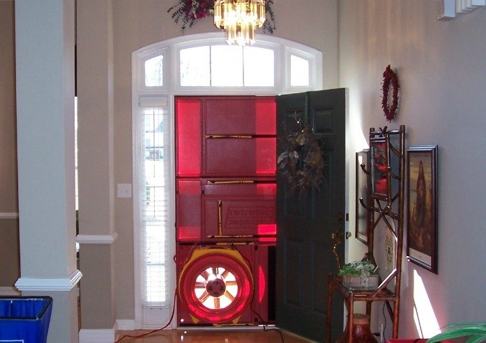 blower door test setup