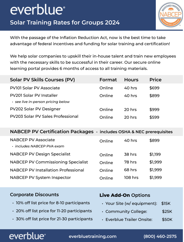 everblue solar training discounts